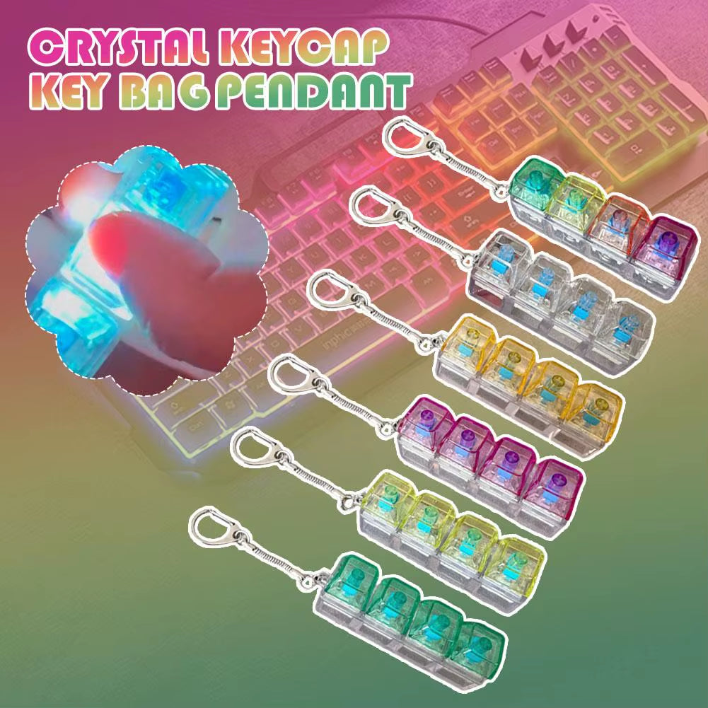 Keyboard Toy Keychain DIY Button Keycap Fidget Keychain Decompression Toys Mechanical Key Toy for Adult to Relief Pass Time