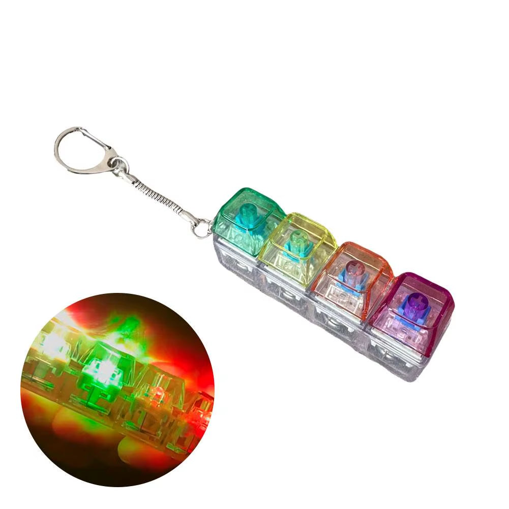 Keyboard Toy Keychain DIY Button Keycap Fidget Keychain Decompression Toys Mechanical Key Toy for Adult to Relief Pass Time