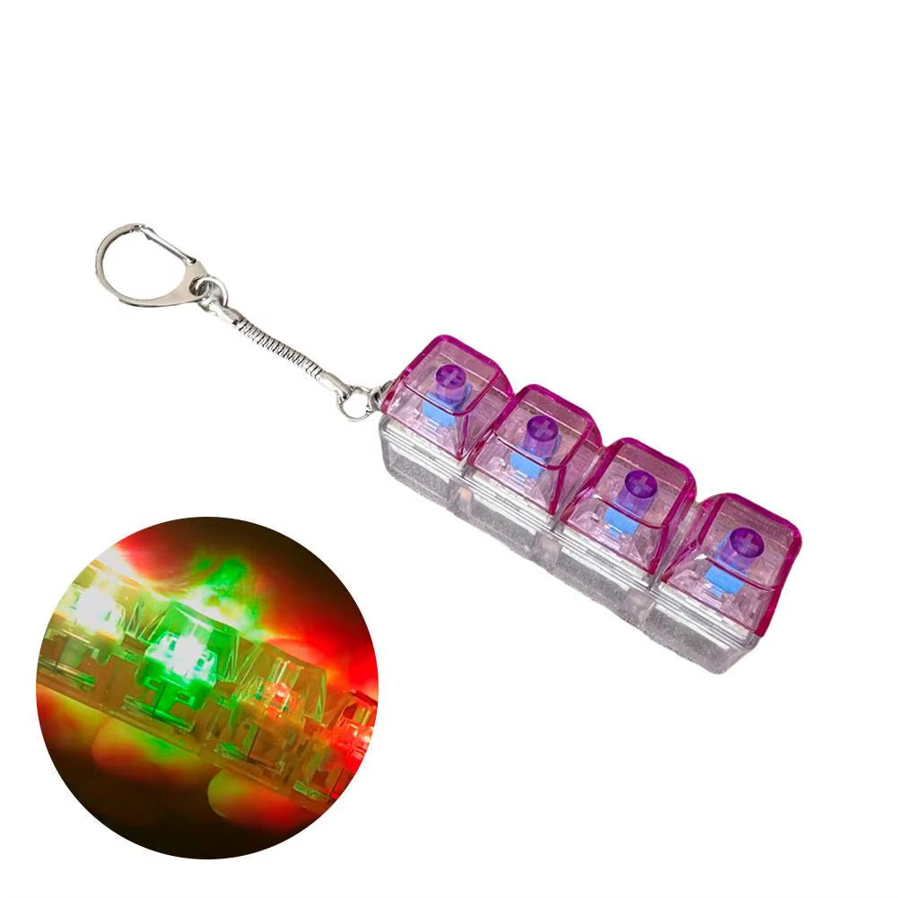 Keyboard Toy Keychain DIY Button Keycap Fidget Keychain Decompression Toys Mechanical Key Toy for Adult to Relief Pass Time