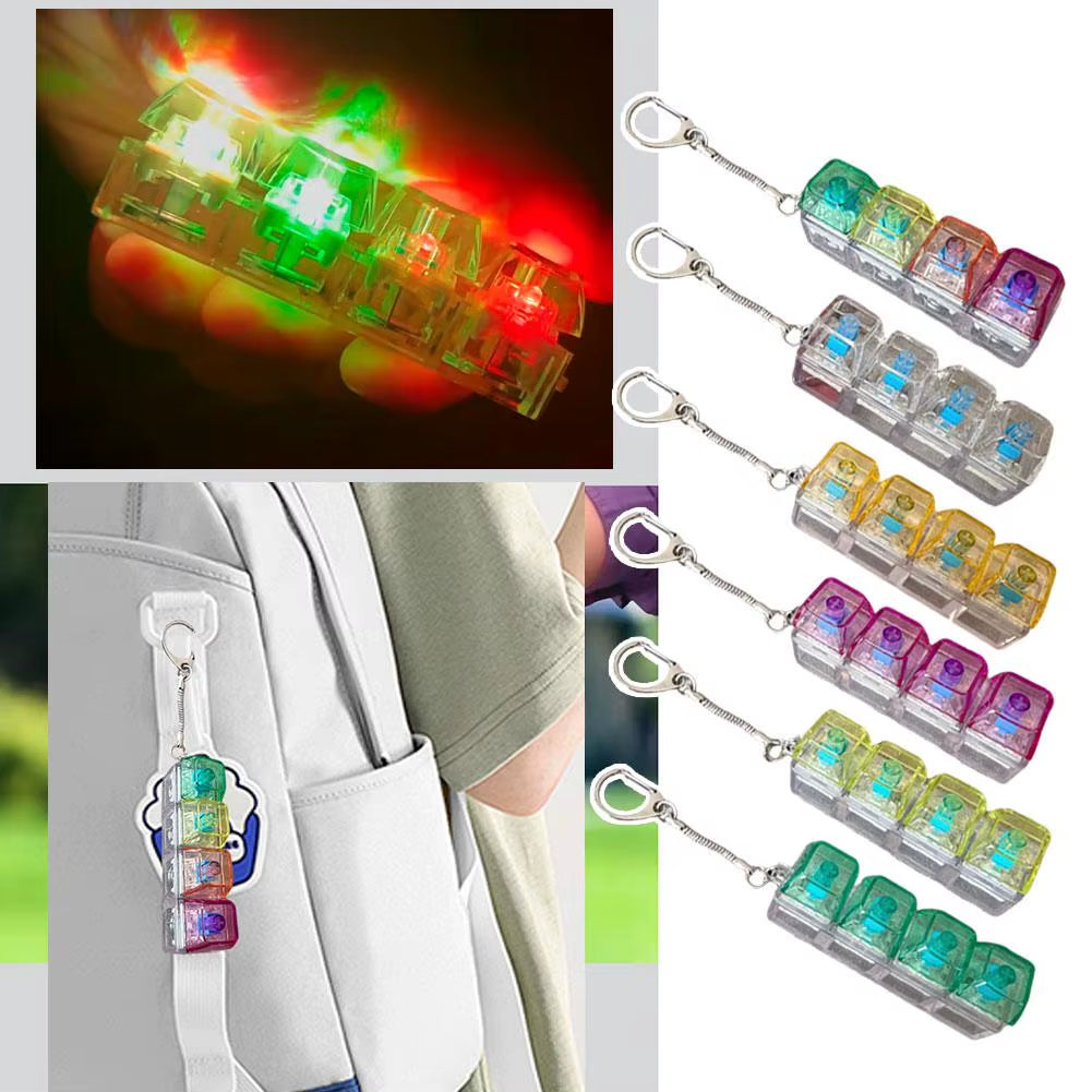 Keyboard Toy Keychain DIY Button Keycap Fidget Keychain Decompression Toys Mechanical Key Toy for Adult to Relief Pass Time